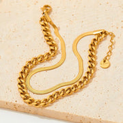 Wholesale Custom Pvd 18k Gold Plated Stainless Steel Fine Jewelry Snake Cuba Chain Bracelet Women