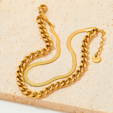 Wholesale Custom Pvd 18k Gold Plated Stainless Steel Fine Jewelry Snake Cuba Chain Bracelet Women