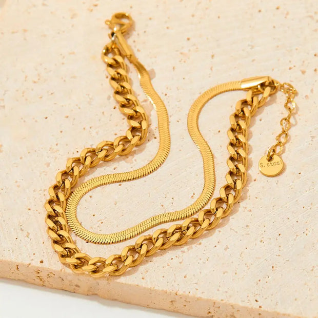 Wholesale Custom Pvd 18k Gold Plated Stainless Steel Fine Jewelry Snake Cuba Chain Bracelet Women