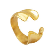 Trendy 18k Gold Plated Jewelry Gift Stainless Steel Geometric Index Finger Chunky Opening Rings For Women