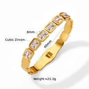 Wholesale Custom Stainless Steel Fashion Jewelry 18k Gold Plated Zircon Stone Classic Cuff Bracelet Bangle For Women