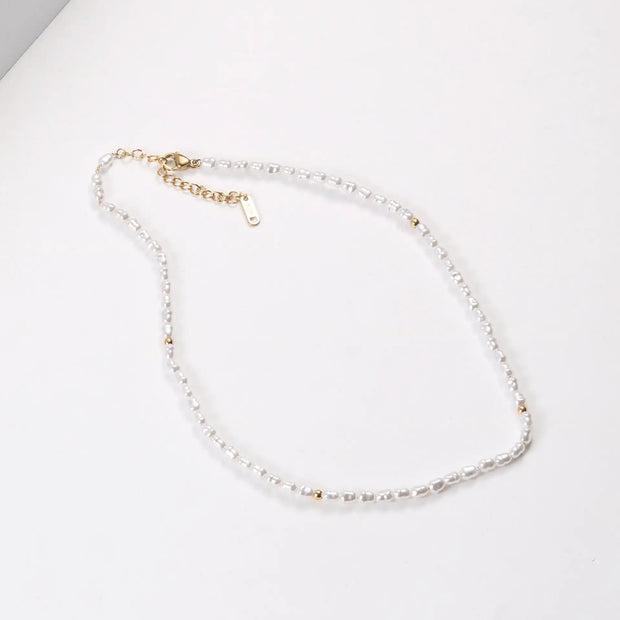 Trendy Jewelry 18K PVD Gold Plated Stainless Steel Pearl Chain Necklace Irregular Pearl Baroque Elegant Dinner Necklace