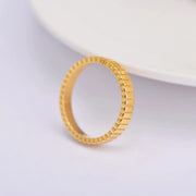 Water Proof 316L stainless steel PVD gold plating gear stripe wavy knuckle stackage ring
