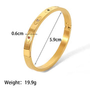 Waterproof PVD 18k Gold Plated Round Colorful Zirconia Eye Design Stainless Steel Bangles For Gift