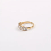 Wholesale PVD Plated 18K Gold Stainless Steel Jewelry CZ Zircon Iced Out Ring for Women