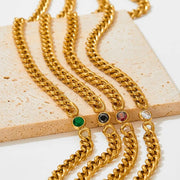 18k Gold Jewelry Cuban Chain Zircon Necklace Luxury Stainless Steel Necklace Jewelry For Women Tarnish Free Necklace
