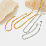 Wholesale Custom Stainless Steel Jewelry 18k Pvd Gold Plated Oval Rice Bead Link Chain Bracelet Necklace For Women