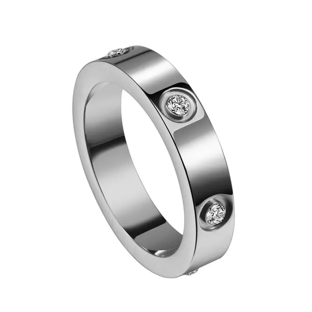 Wholesale 6 Diamonds designer Ring Jewelry silver gold 18K Rose Gold Love Titanium Steel Zircon engagement wedding couple Ring
