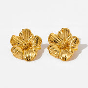 Vintage Metal Flower Shape Stud Earrings Gold Plated Stainless Steel Flower Earrings Women 2024 Jewelry
