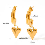 18k Gold Plated Custom Earrings Stainless Steel Fashion Jewelry Heart Stud Earrings For Women