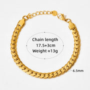 Water Proof Chunky Cuban Chain Bracelet Gold Plated Stainless Steel Chain Bracelets Women Tarnish Free Jewelry
