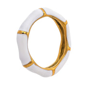 White Enamel Stainless Steel Bamboo Finger Ring Women Minimalist Stylish 18K PVD Stainless Steel Waterproof Rings