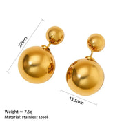 Two Ways To Wear Pearl Double Ball Bead Earrings Stainless Steel Gold Plated Stud Drop Earrings Women Jewelry