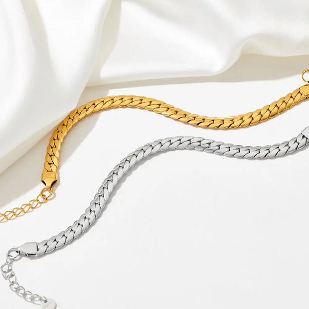 Water Proof Chunky Cuban Chain Bracelet Gold Plated Stainless Steel Chain Bracelets Women Tarnish Free Jewelry