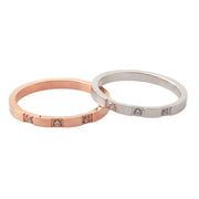 Waterproof Zircon Diamond Inlaid Women Elegant Thin Band Ring 18K Gold Rose Gold Plated Stainless Steel Zircon Ring