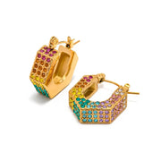Vintage Full Of Shiny Zircon U-shape Hoop Earring Stainless Steel 18k Pvd Gold Plated High Quality Fashion Jewelry Earrings Gift