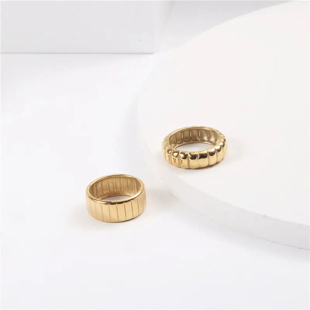 18K Gold Chunky Ring Engravable Stainless Steel Same Ring A Must Have Statement Ring Minimalist Wedding Band Jewelry
