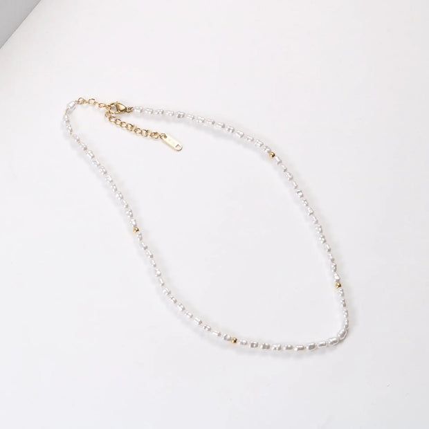 Trendy Jewelry 18K PVD Gold Plated Stainless Steel Pearl Chain Necklace Irregular Pearl Baroque Elegant Dinner Necklace
