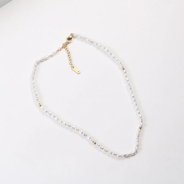 Trendy Jewelry 18K PVD Gold Plated Stainless Steel Pearl Chain Necklace Irregular Pearl Baroque Elegant Dinner Necklace