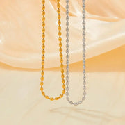 Wholesale Custom Stainless Steel Jewelry 18k Pvd Gold Plated Oval Rice Bead Link Chain Bracelet Necklace For Women