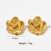Vintage Metal Flower Shape Stud Earrings Gold Plated Stainless Steel Flower Earrings Women 2024 Jewelry