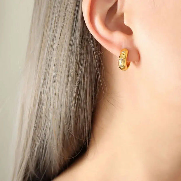 Vintage Style 18k Gold Plated Stainless Steel Circle Earrings Custom Female Jewelry Gold Earrings