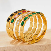 Wholesale Custom Stainless Steel Fashion Jewelry 18k Gold Plated Zircon Stone Classic Cuff Bracelet Bangle For Women