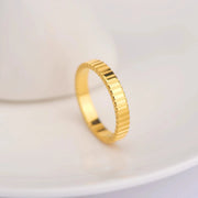 Water Proof 316L stainless steel PVD gold plating gear stripe wavy knuckle stackage ring