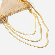 18K Gold Plated 3mm Snake Chain Layer Necklace Stainless Steel Triple Layer Snake Chain Necklace