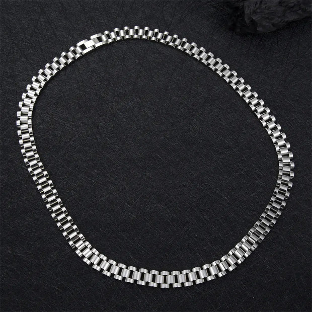 10mm*56cm Hip Hop Thick Gold Black Titanium Steel Statement Necklace Chunky Stainless Steel Link Chains Watch Band Necklace
