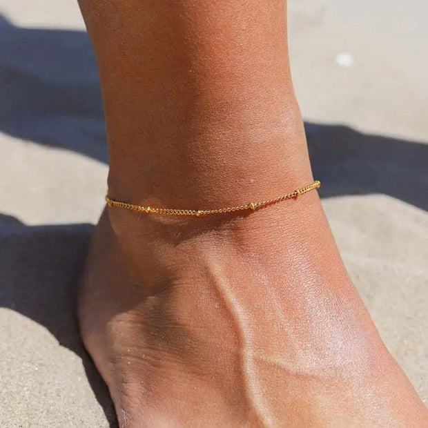 Wholesale Snake Chain Anklet 18k Gold Plated Stainless Steel Multilayer Ladies Anklet
