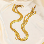 Waterproof Stainless Steel Herringbone Chain Tarnish Free Jewelry 18K Gold Plated 2mm-5mm Herringbone Snake Chain for Men Women