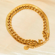 Wholesale Custom Pvd 18k Gold Plated Stainless Steel Fine Jewelry Snake Cuba Chain Bracelet Women