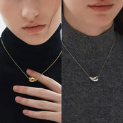 Texture Hammer Tear Drop Gold Plated Necklace Stainless Steel Water Drop Pendant Statement Necklaces Women
