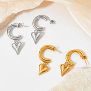 18k Gold Plated Custom Earrings Stainless Steel Fashion Jewelry Heart Stud Earrings For Women