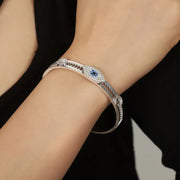 Tarnish Free Waterproof Acier Inoxydable Stainless Steel 18K Gold Plated Eyes Zircon Women Bracelets Bangle
