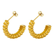 Trendy 18k Gold Plated Stainless Steel Chunky Jewelry Gift Fashion Spiral Cc Shaped Earrings For Women