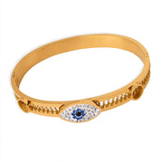 Tarnish Free Waterproof Acier Inoxydable Stainless Steel 18K Gold Plated Eyes Zircon Women Bracelets Bangle