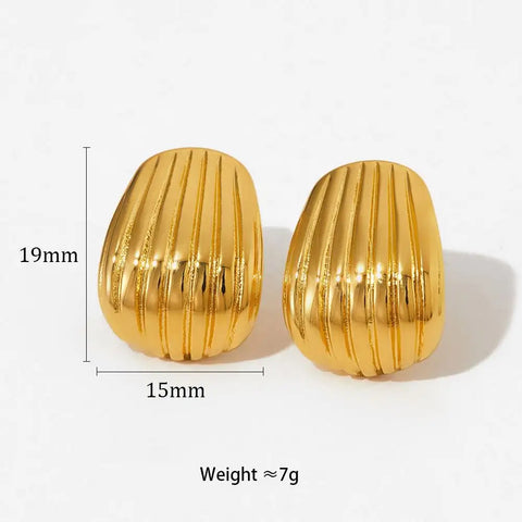 Trend Fashion Jewelry Shell Shape Spiral Textured Earrings Stainless Steel Croissant Chunky Stud Earrings