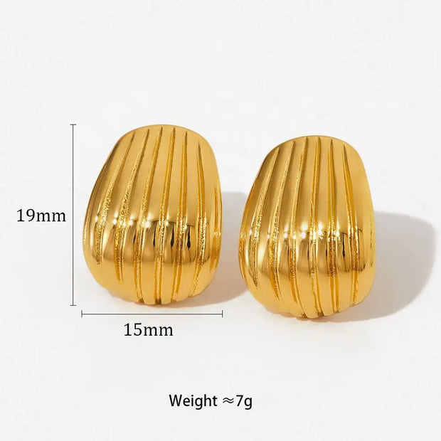 Trend Fashion Jewelry Shell Shape Spiral Textured Earrings Stainless Steel Croissant Chunky Stud Earrings