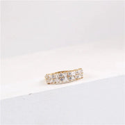 Wholesale PVD Plated 18K Gold Stainless Steel Jewelry CZ Zircon Iced Out Ring for Women