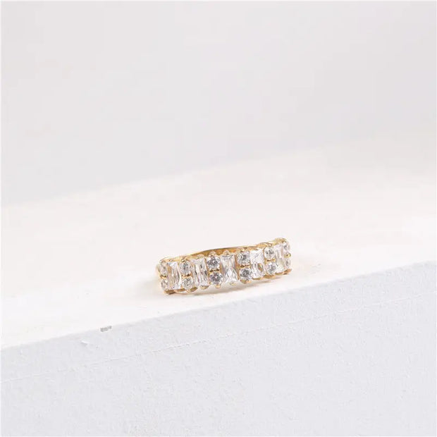 Wholesale PVD Plated 18K Gold Stainless Steel Jewelry CZ Zircon Iced Out Ring for Women