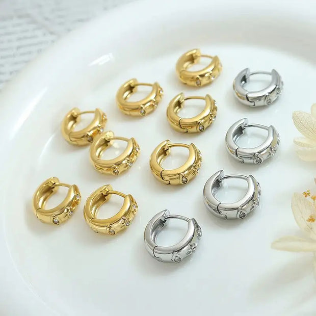 Vintage Style 18k Gold Plated Stainless Steel Circle Earrings Custom Female Jewelry Gold Earrings