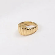 Waterproof 18K Gold Plated Stainless Steel Gradient Chunky Croissant Rings for Women Statement Rings Jewelry