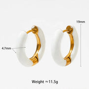 Wholesale Colorful Enamel Huggie Earrings Hypoallergenic Circle Ear Cuff Gold Plated Stainless Steel Enamel Hoop Earrings