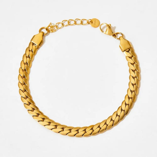Water Proof Chunky Cuban Chain Bracelet Gold Plated Stainless Steel Chain Bracelets Women Tarnish Free Jewelry