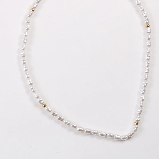 Trendy Jewelry 18K PVD Gold Plated Stainless Steel Pearl Chain Necklace Irregular Pearl Baroque Elegant Dinner Necklace