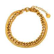 Wholesale Custom Pvd 18k Gold Plated Stainless Steel Fine Jewelry Snake Cuba Chain Bracelet Women