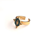Vintage Green Enamel Open Ring Gold Plated Stainless Steel Rings Fashion Jewelry Wholesale
