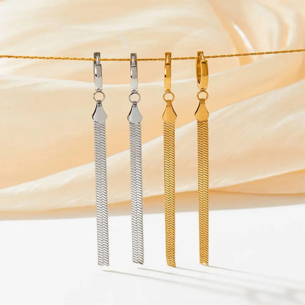 Unusual Earrings Trendy Jewelry Stainless Steel Snake Chain Long Tassel Drop Earrings